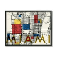 Stupell Industries Miami City Street Grid Sažetak Blok oblik Inspiracija, 16, dizajn Daphne Polselli