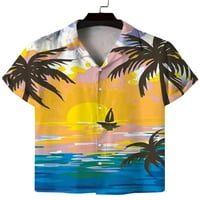 Muške havajske košulje, ležerna ljetna majica kratkih rukava s printom, izrez u obliku slova u, gumbi, boho bluze