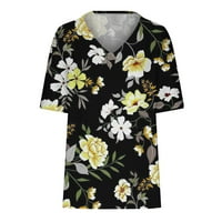 Ženska modna Casual majica Plus Size S izrezom u obliku slova U i slikovitim cvjetnim printom, široke majice kratkih