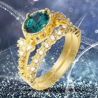 Frehsky prstenovi svijetli cirkonski prsten okrugli zeleni kameni nakit modni nakit angažiran za žene